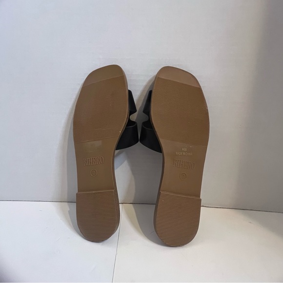 Women’s Flat Slip On Slide Sandals, Rihero , Black, Size 7 - Picture 8 of 8